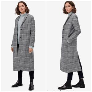 Ellos Long Plaid Coat Jacket Gray Size 10